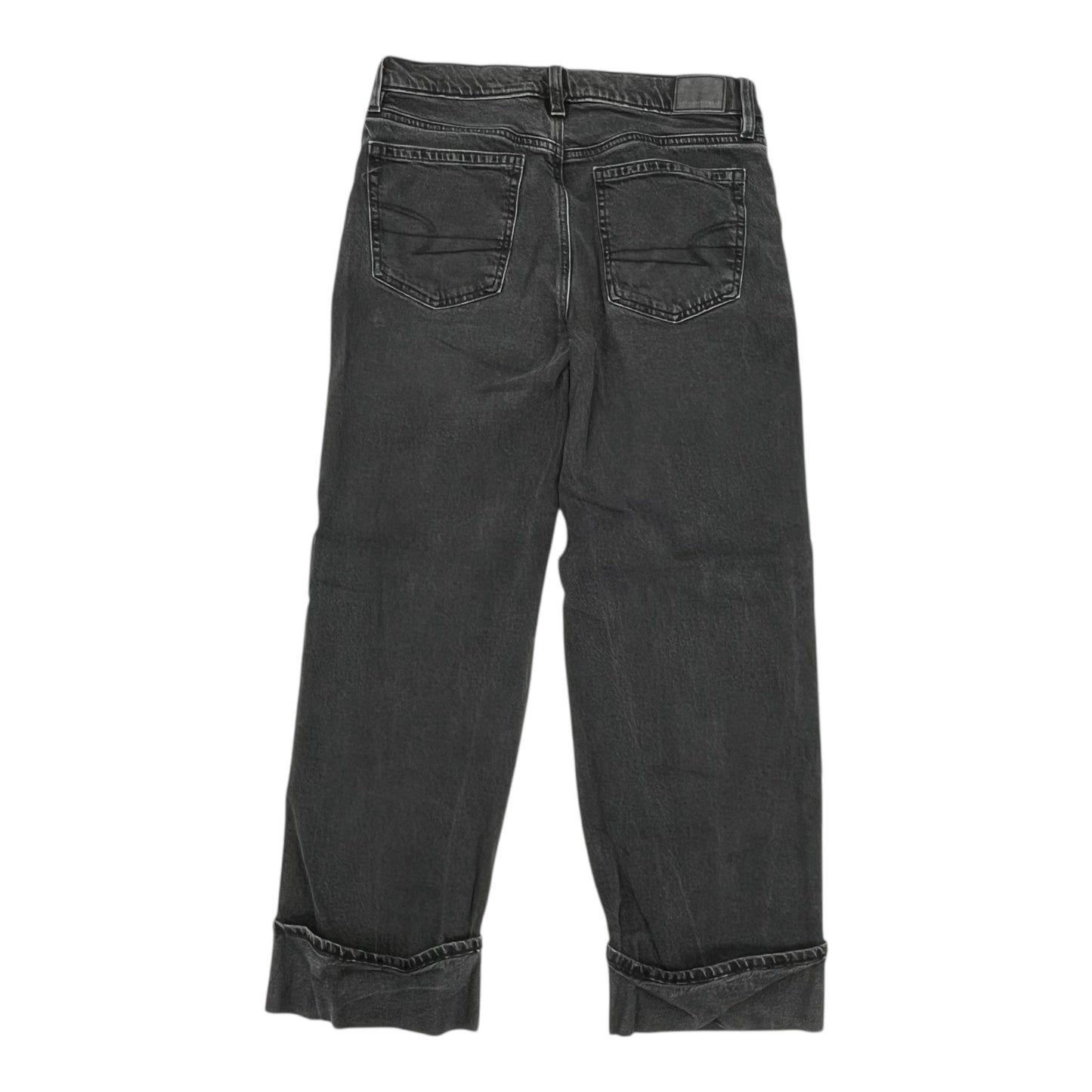 Jeans Straight By American Eagle In Black Denim, Size:8