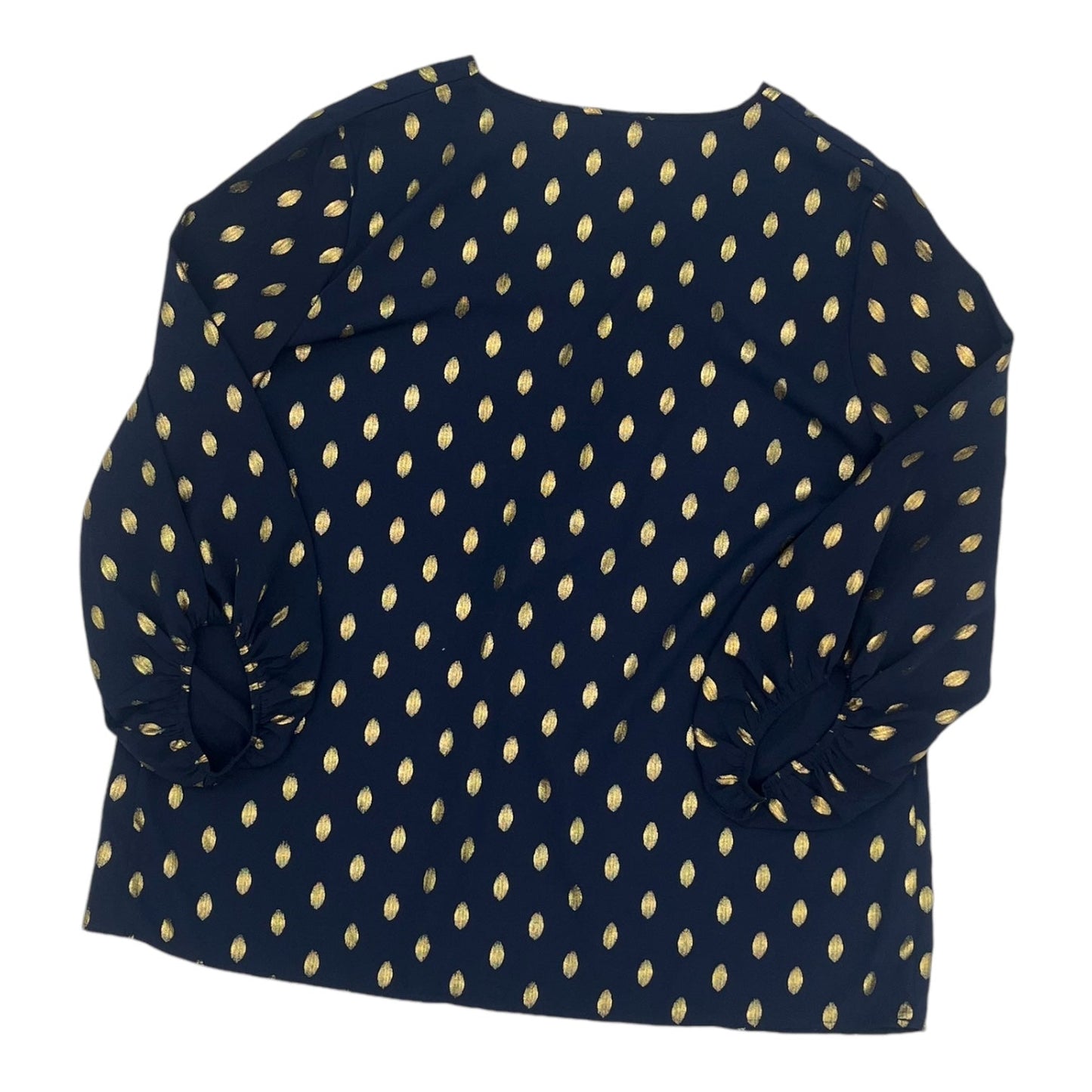 Blouse 3/4 Sleeve By Shein In Blue & Gold, Size:L