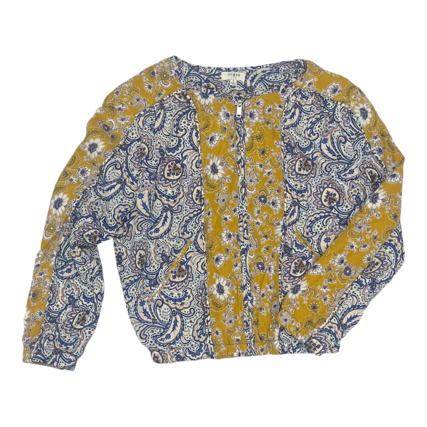 Jacket Shirt By Umgee In Blue & Yellow, Size:S