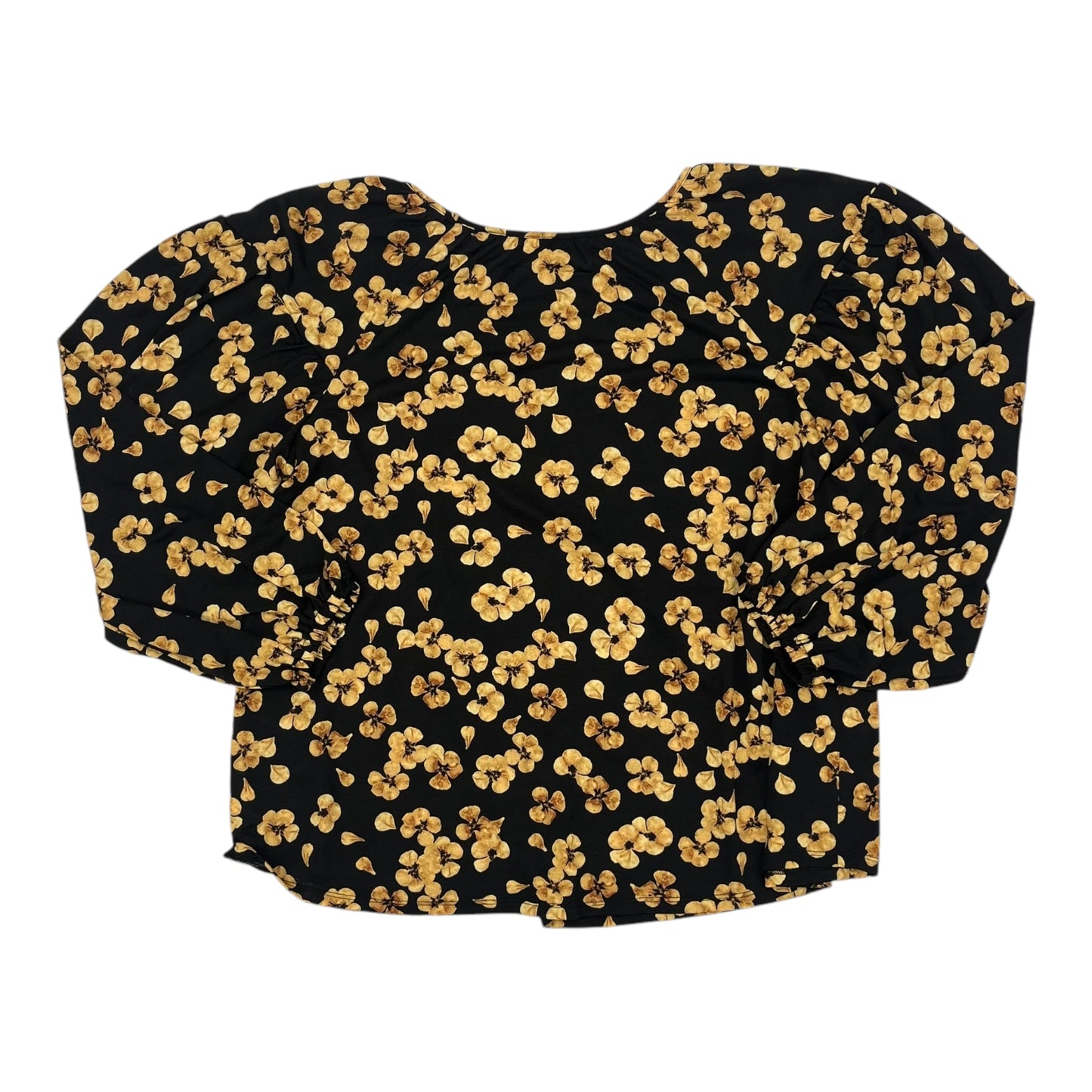 Blouse Ls By Ava & Viv In Black & Gold, Size:Xl