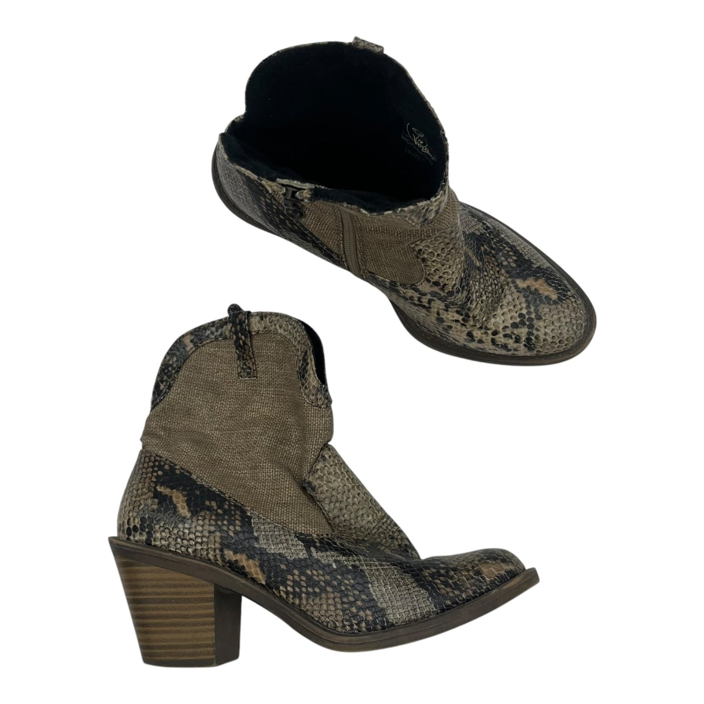 Boots Ankle Heels By Blowfish In Snakeskin Print, Size:8.5