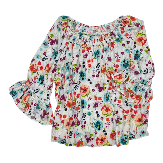 Blouse 3/4 Sleeve By Terra & Sky In Floral Print, Size:4X