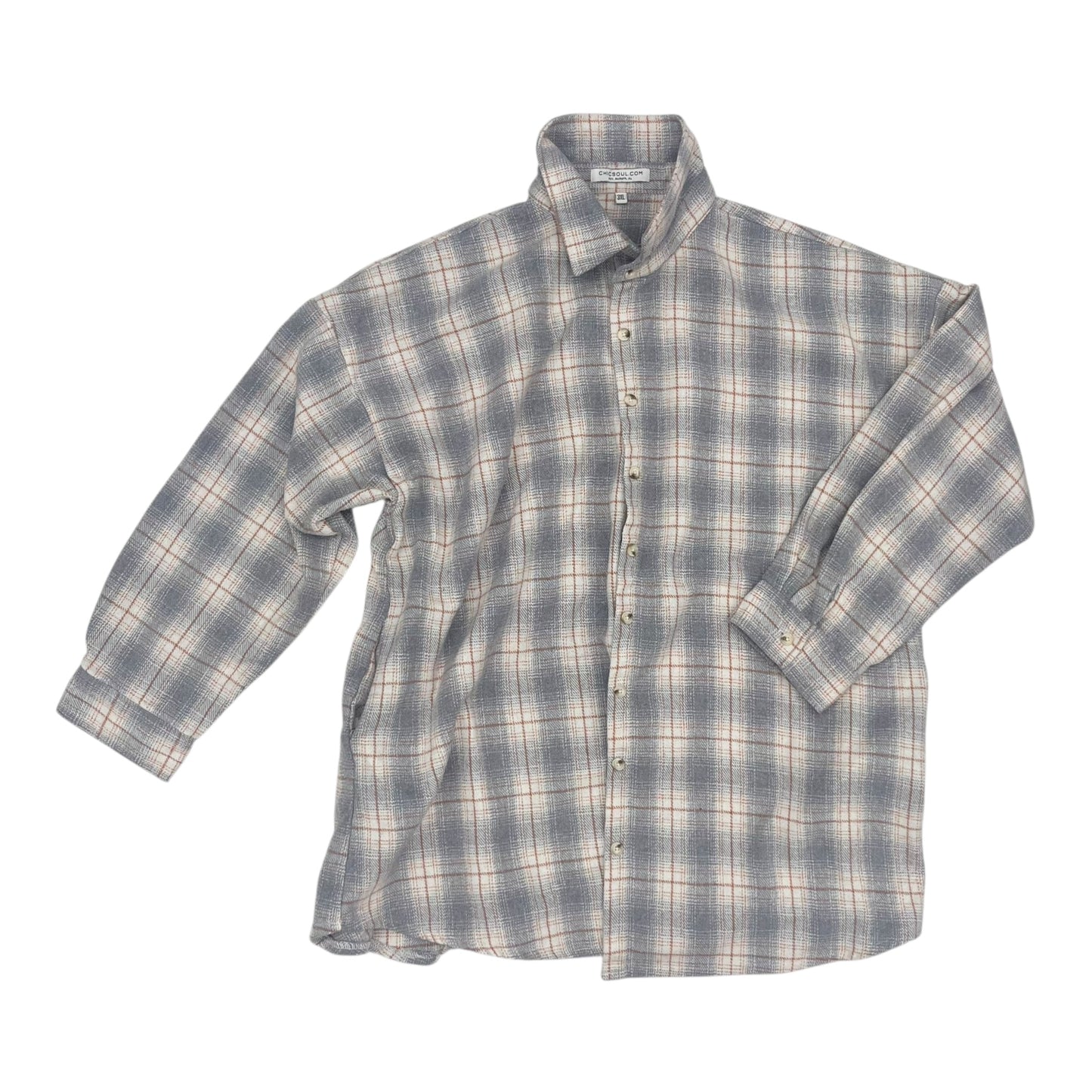 Jacket Shirt By Chicsoul In Plaid Pattern, Size:3X