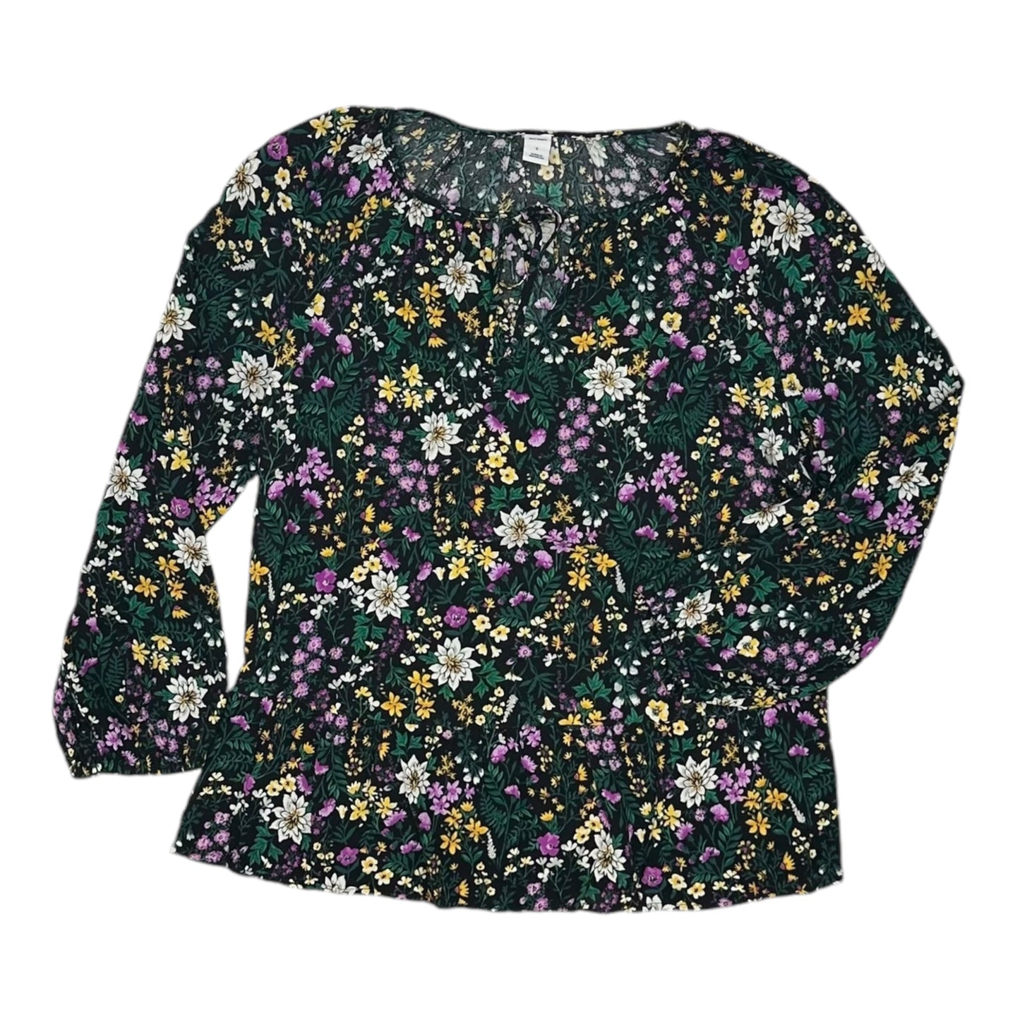 Blouse 3/4 Sleeve By Old Navy In Black & Green, Size:S