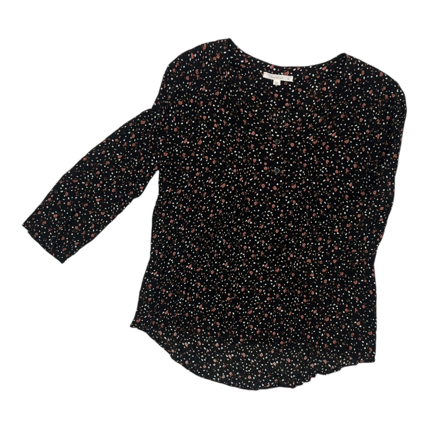 Top 3/4 Sleeve By Fun 2 Fun In Floral Print, Size:Xl