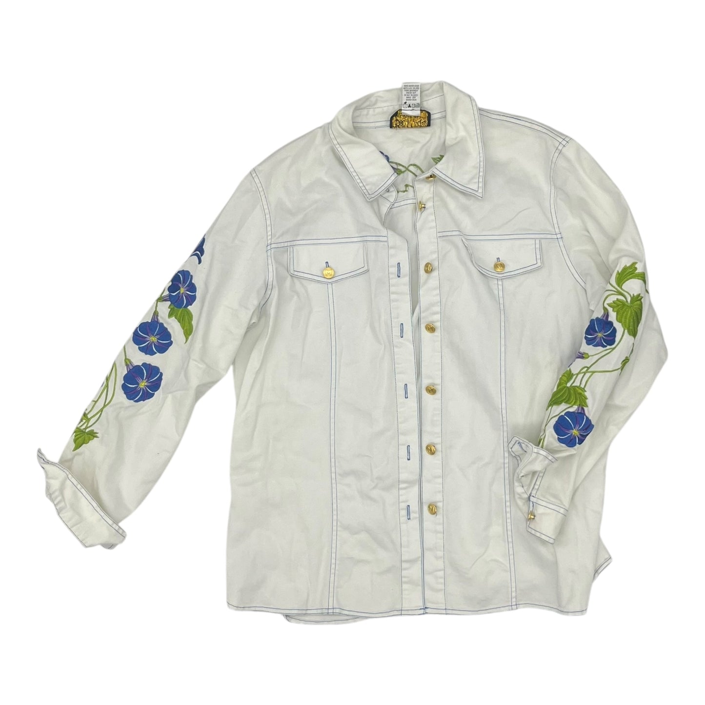 Jacket Denim By Bob Mackie Qvc In White, Size:M