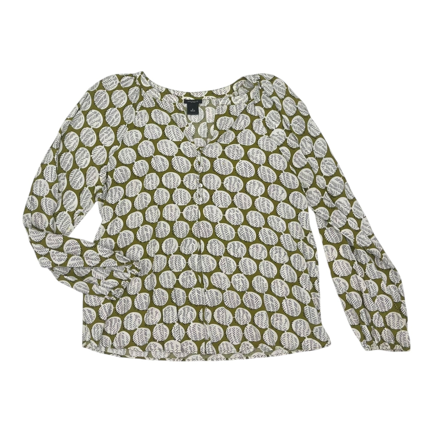 Top Ls By Ann Taylor In Green & Tan, Size:S