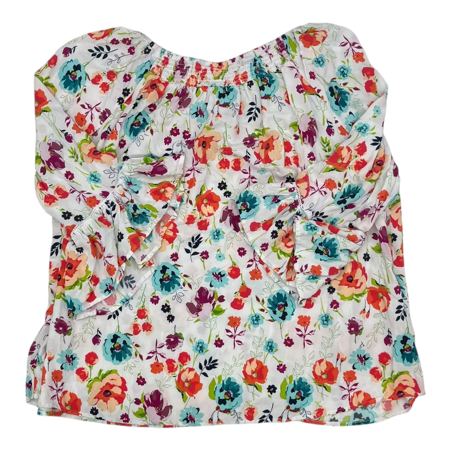 Blouse 3/4 Sleeve By Terra & Sky In Floral Print, Size:4X