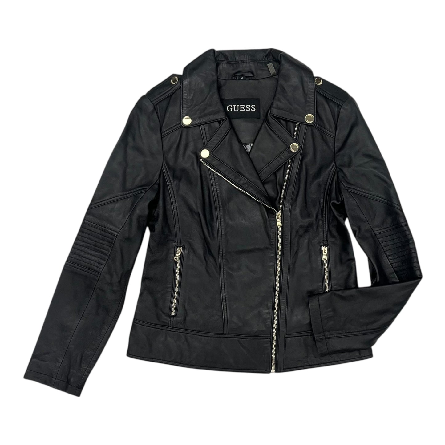 Jacket Leather By Guess In Black, Size:M