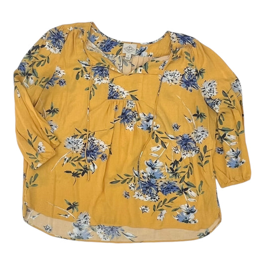 Top 3/4 Sleeve By St Johns Bay In Yellow, Size:Xl