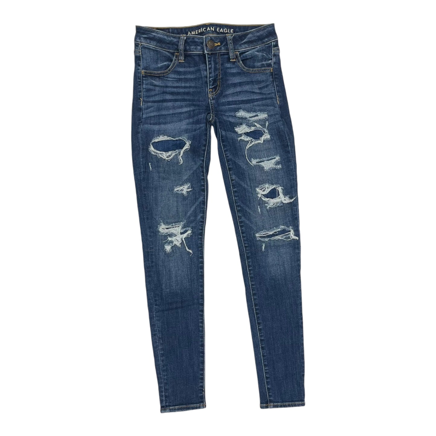 Jeans Jeggings By American Eagle In Blue Denim, Size:0