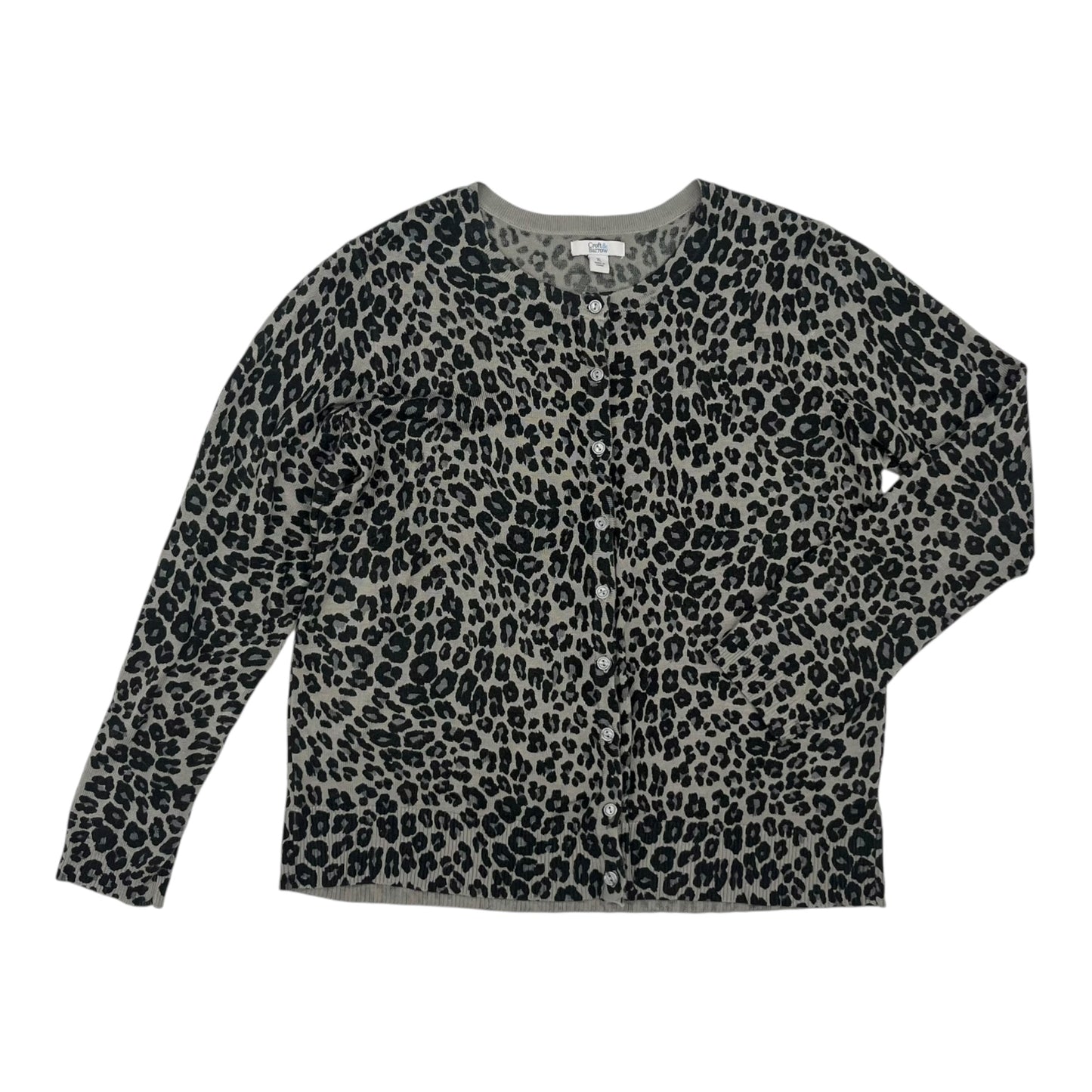 Sweater Cardigan By Croft And Barrow In Animal Print, Size:Xl