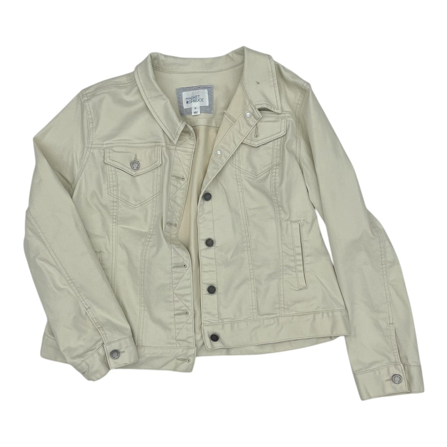 Jacket Denim By Market & Spruce In Cream Denim, Size:Xxl