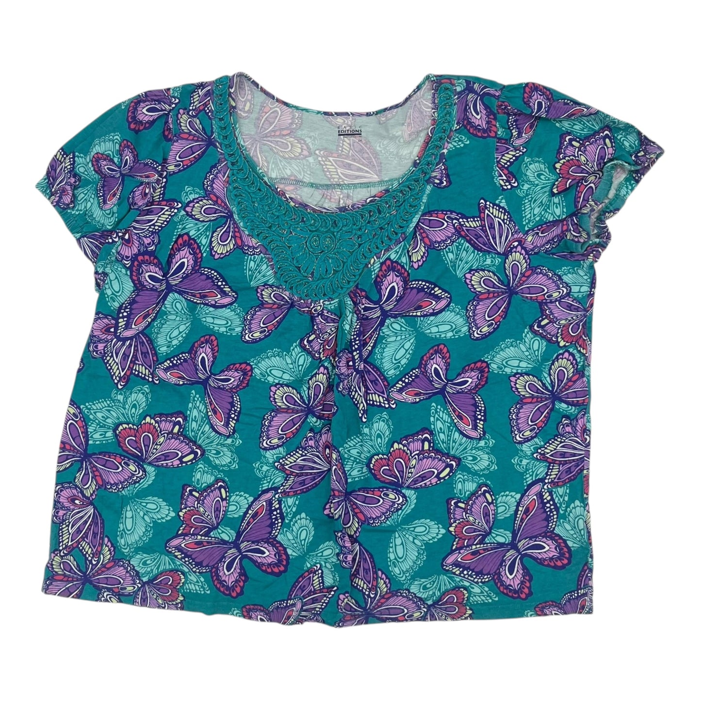 Top Ss By Basic Editions In Blue, Size:3X