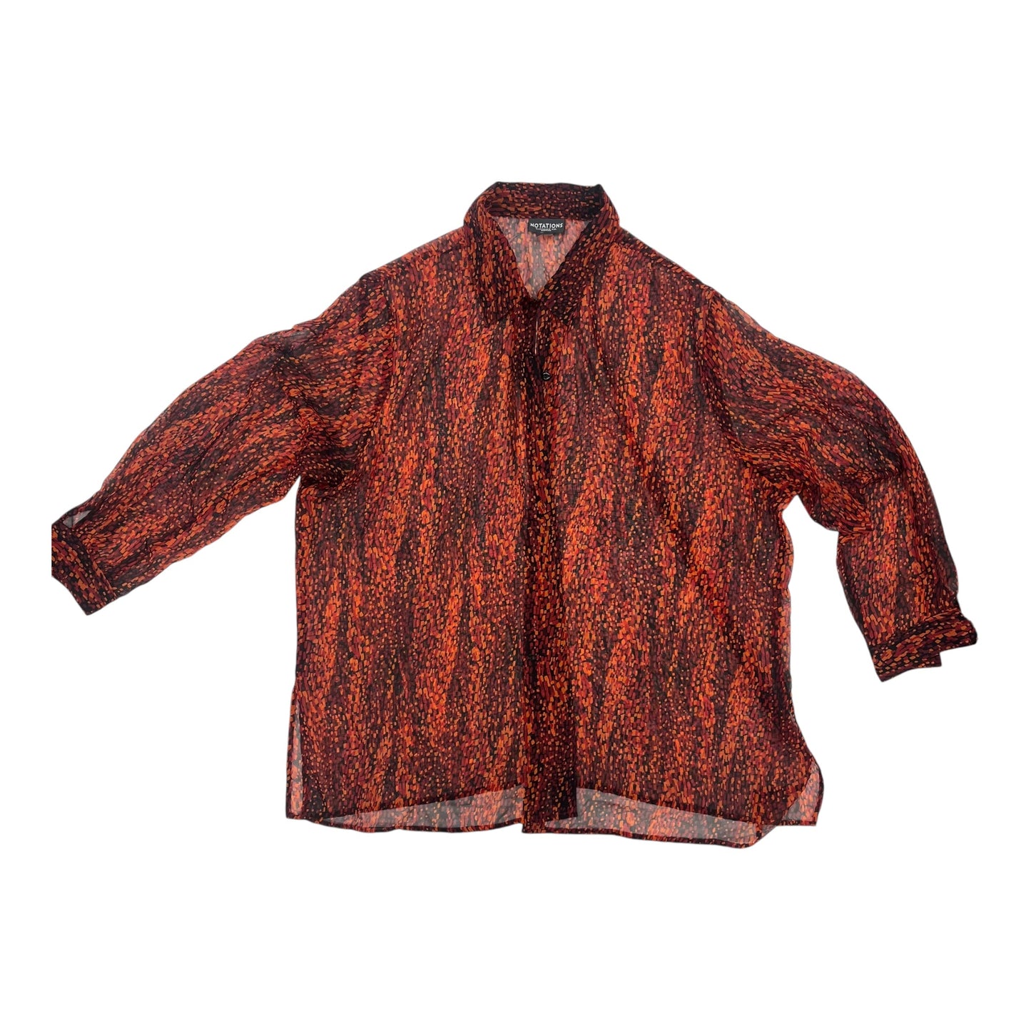 BLOUSE LS by NOTATIONS In ORANGE, Size: 3X