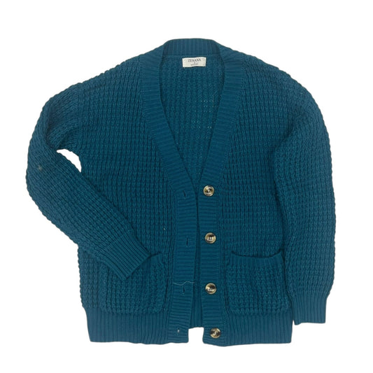 Sweater Cardigan By Zenana Outfitters In Blue, Size:S