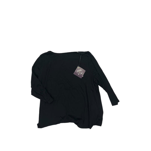 Top 3/4 Sleeve Basic By Ava & Viv In Black, Size:Xxl