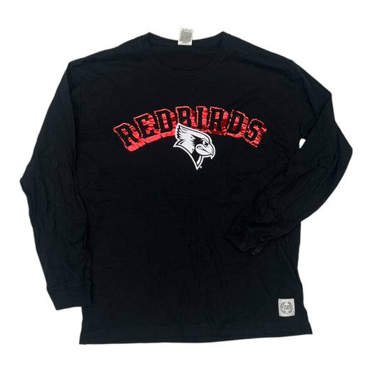 Athletic Top Ls Crewneck By Pink In Black & Red, Size:M