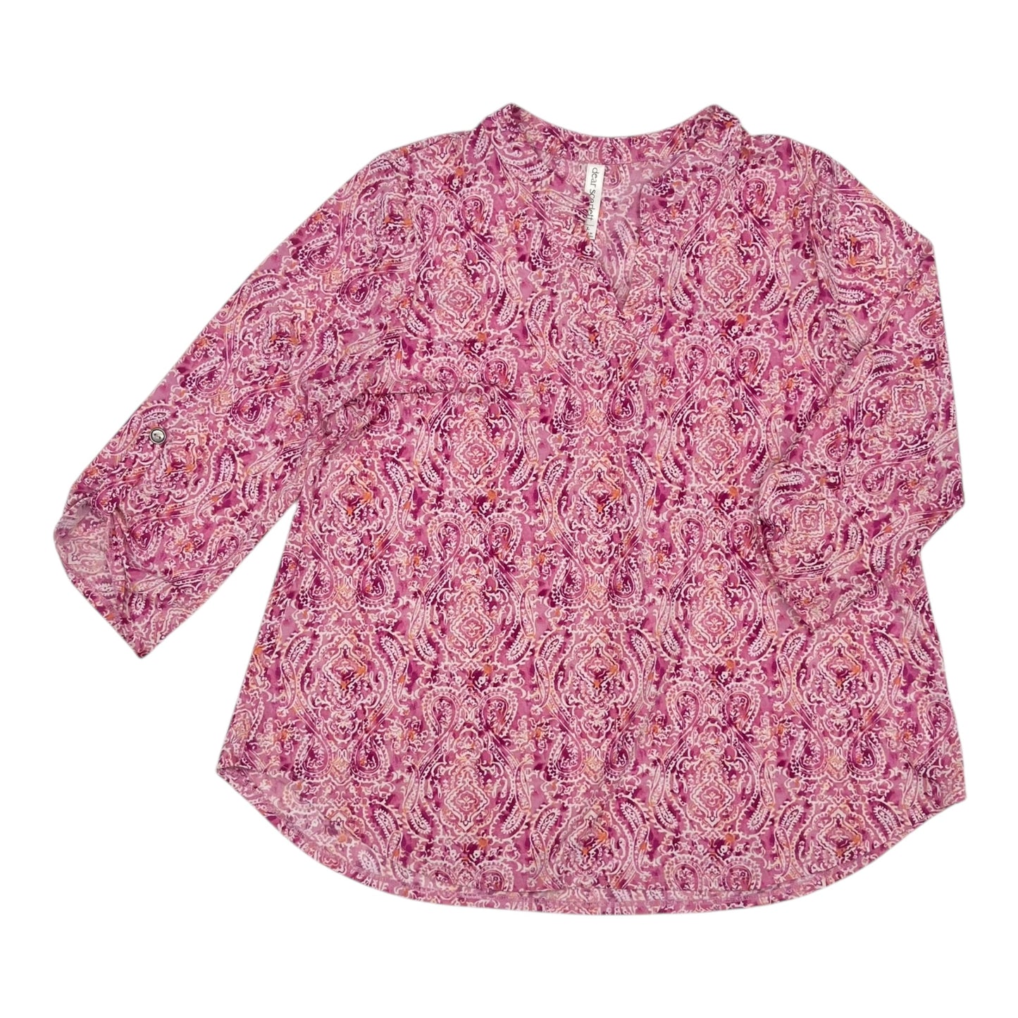 Blouse 3/4 Sleeve By Clothes Mentor In Pink, Size:L