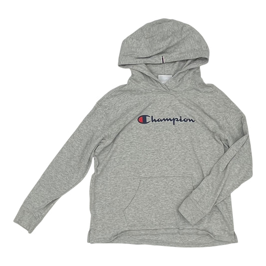Athletic Sweatshirt Hoodie By Champion In Grey, Size:L