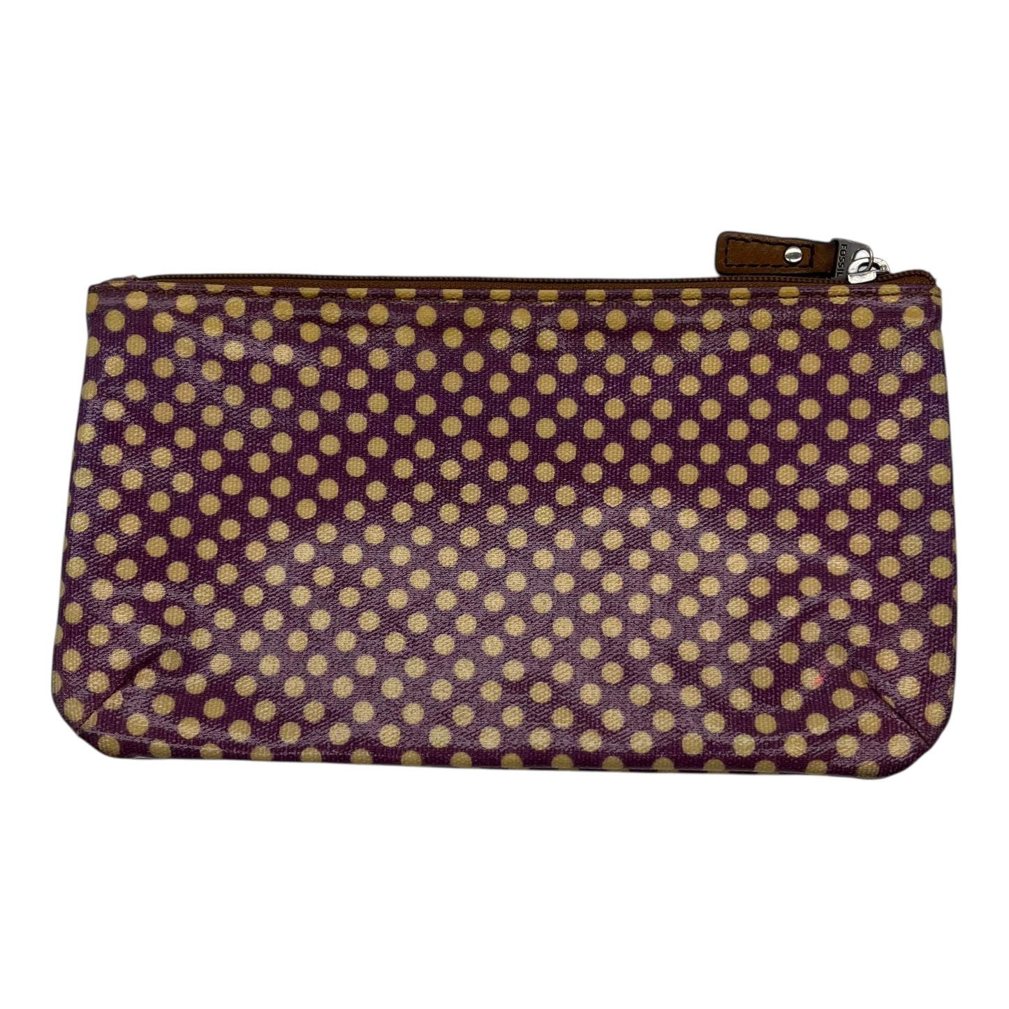 Makeup Bag By Fossil In Purple & Yellow, Size:Medium
