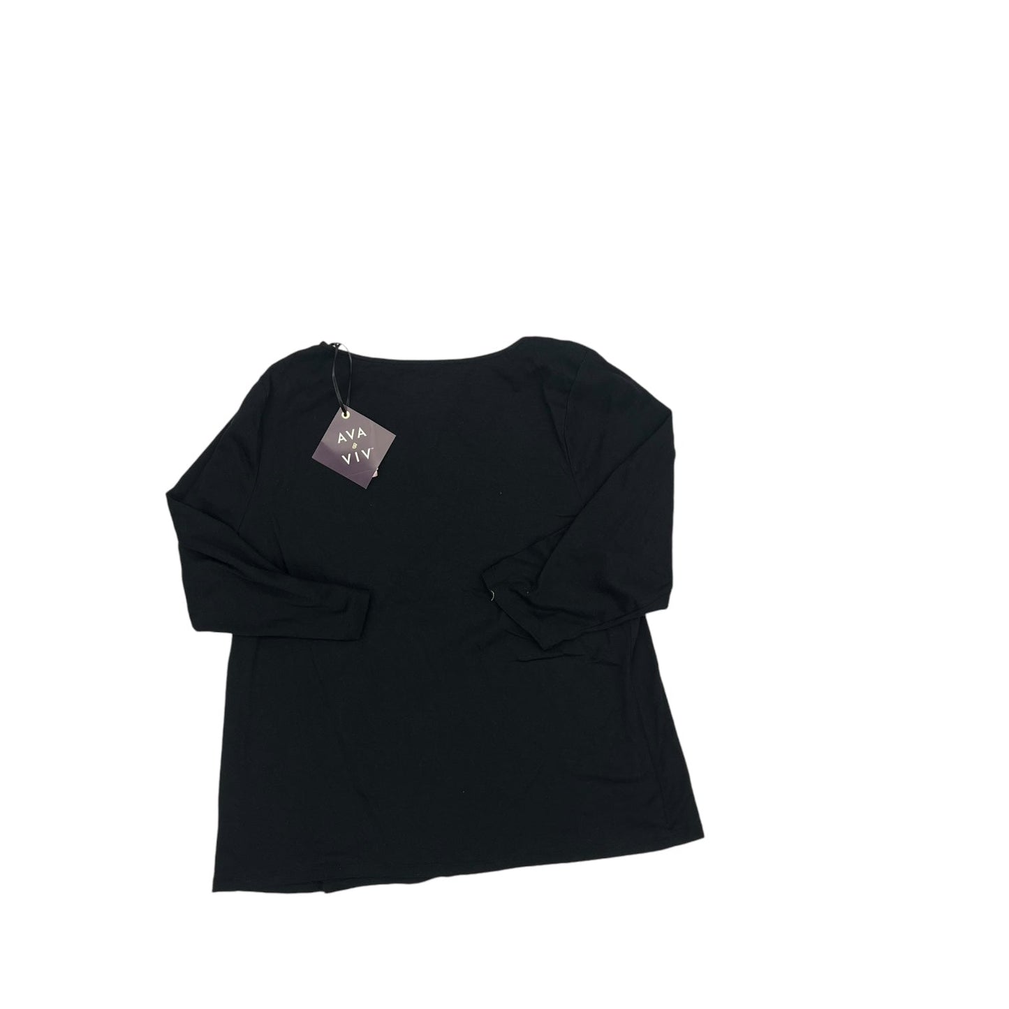 Top 3/4 Sleeve Basic By Ava & Viv In Black, Size:Xxl