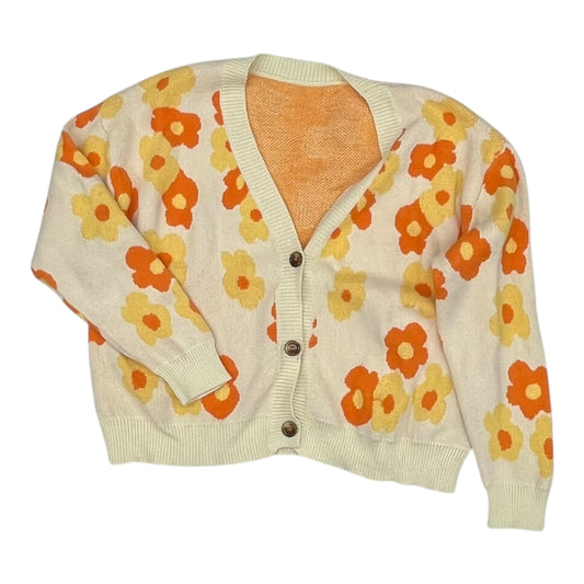 Sweater Cardigan By Shein In Cream & Orange, Size:Xl