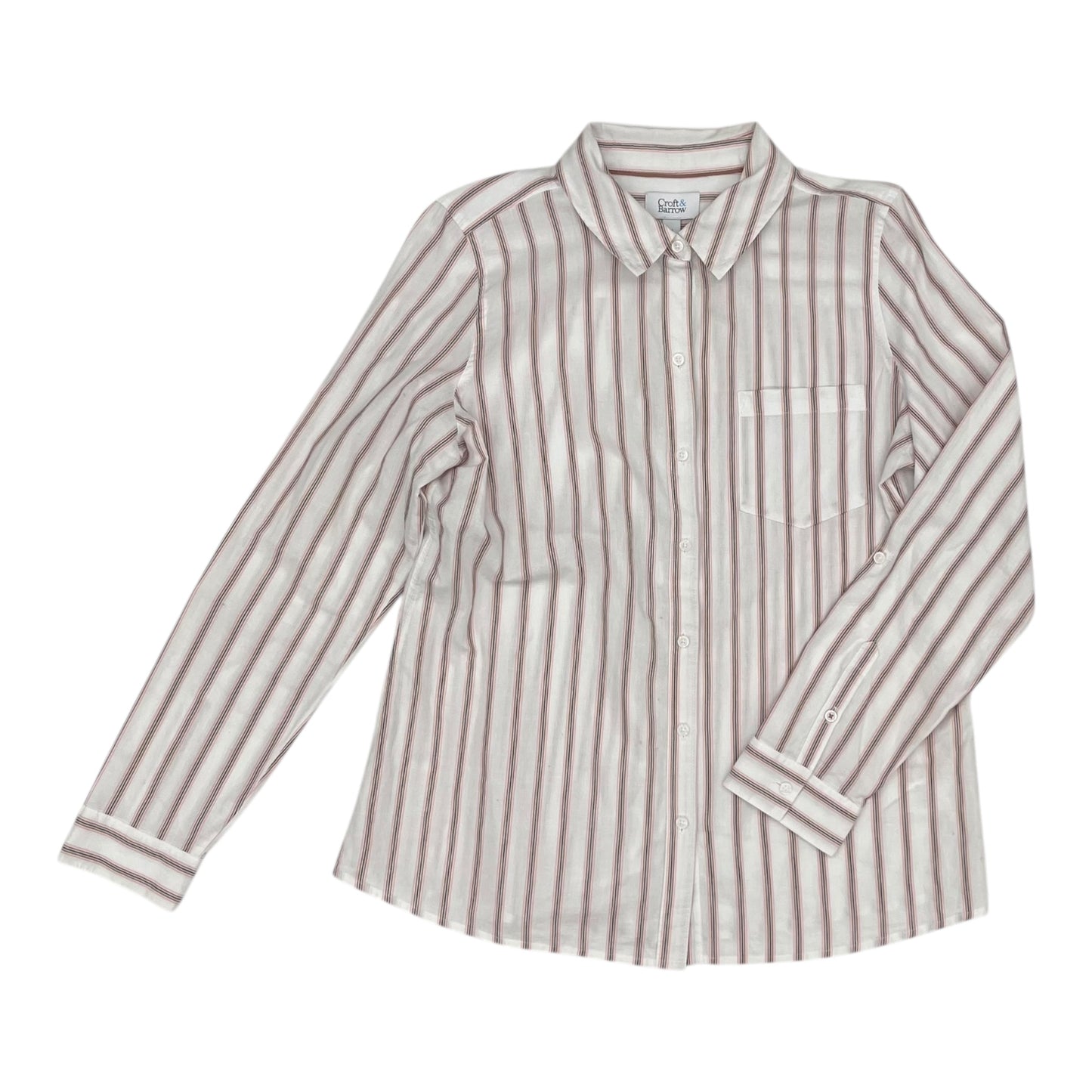 TOP LS by CROFT AND BARROW In PINK & WHITE, Size: M