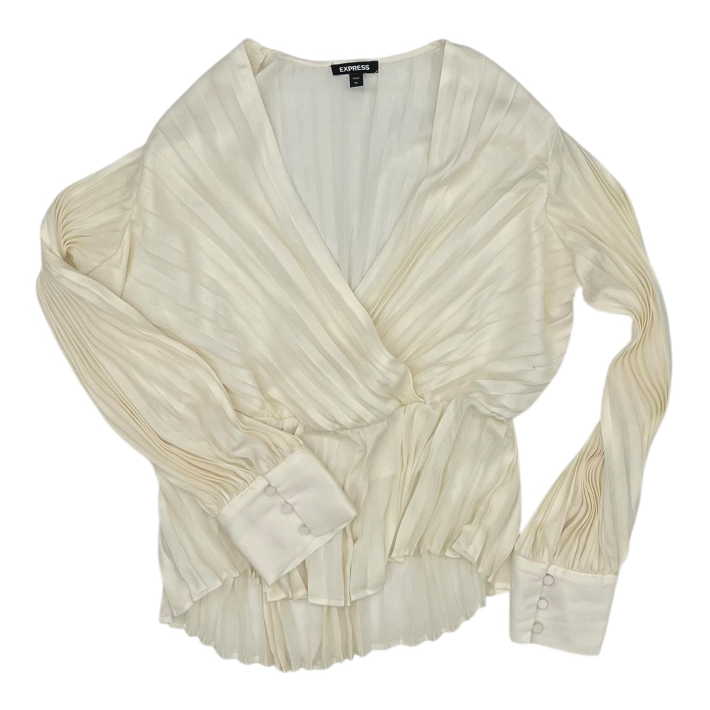 Blouse Ls By Express In Cream, Size:Xl