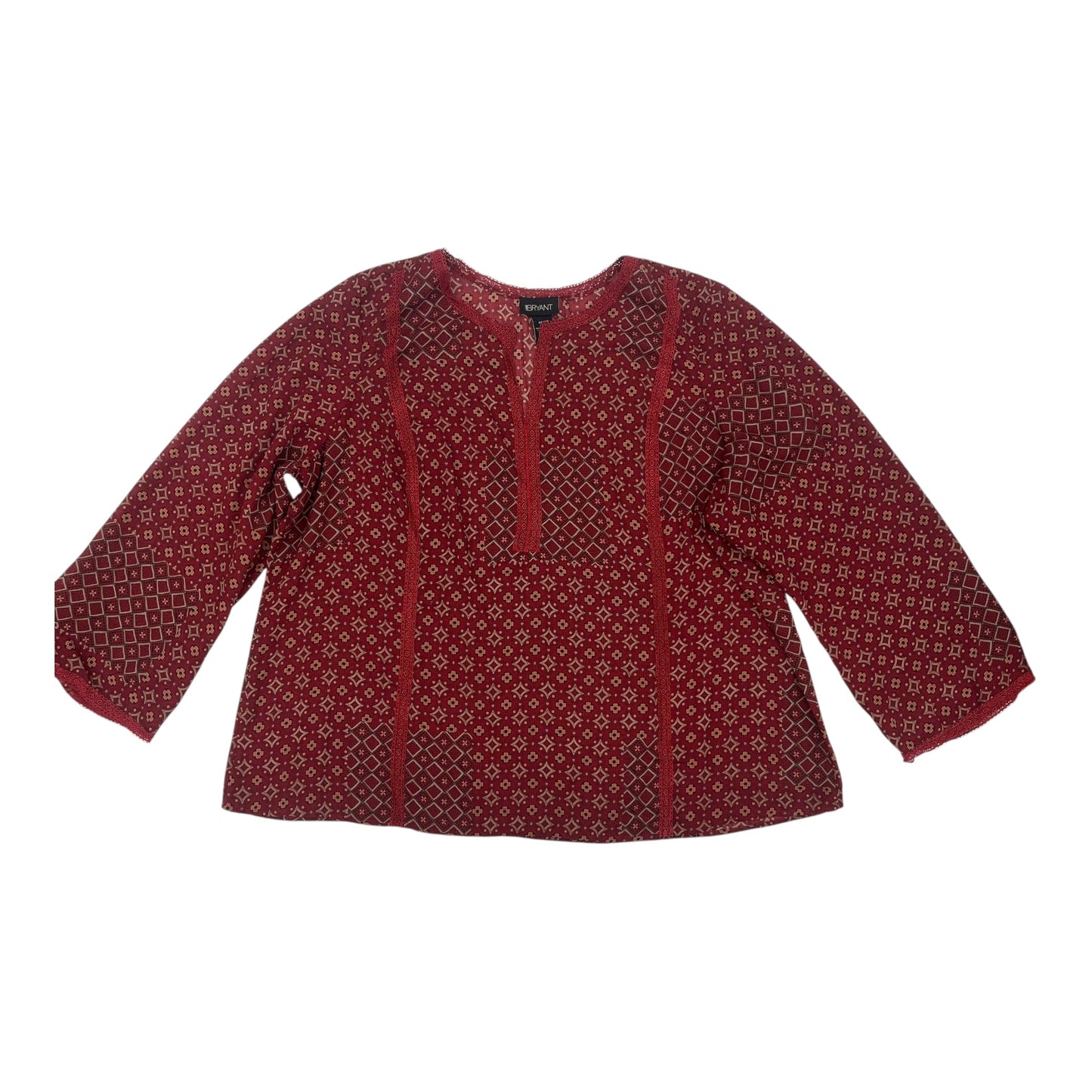 BLOUSE LS by LANE BRYANT In RED, Size: 4X
