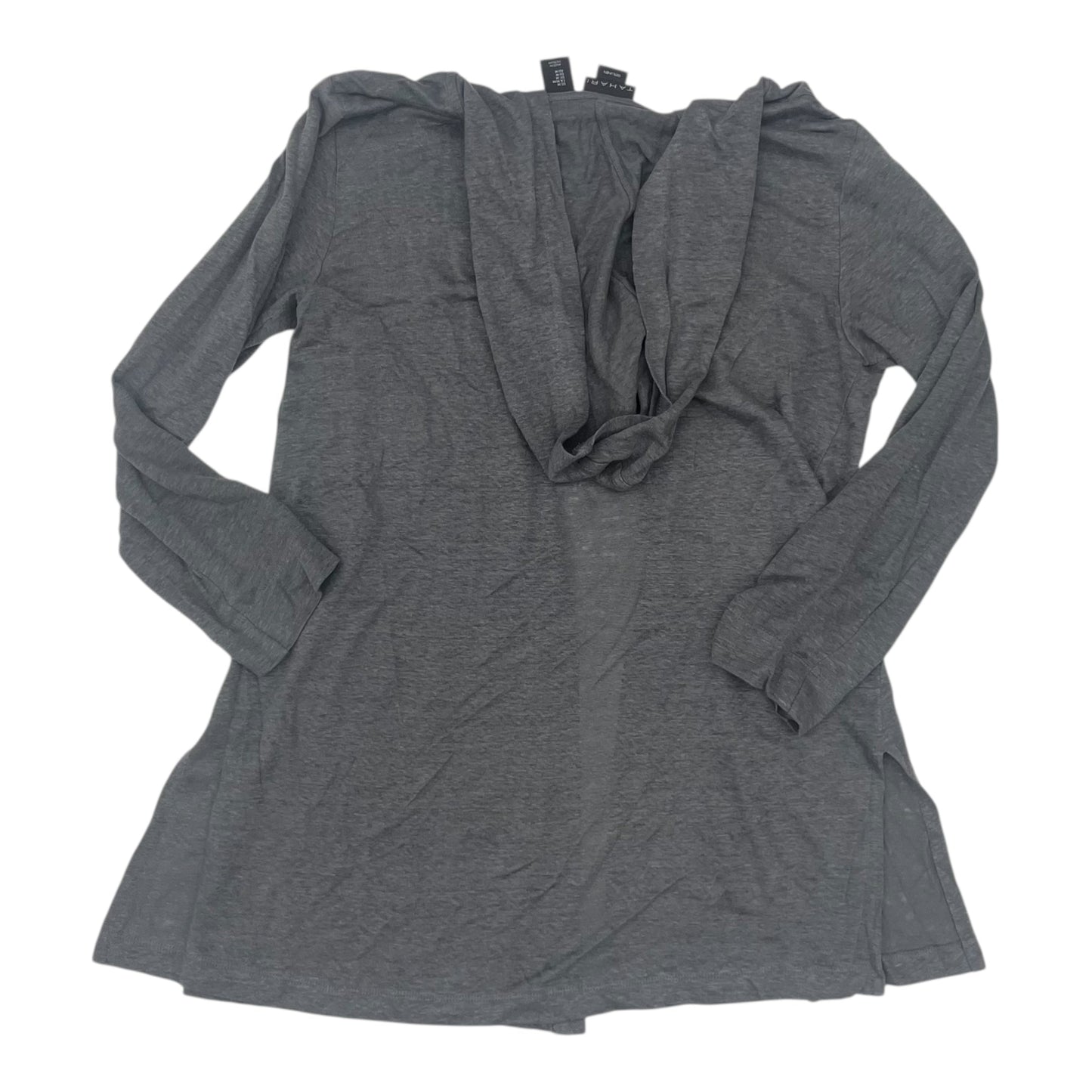 Cardigan By Tahari By Arthur Levine In Grey, Size:M