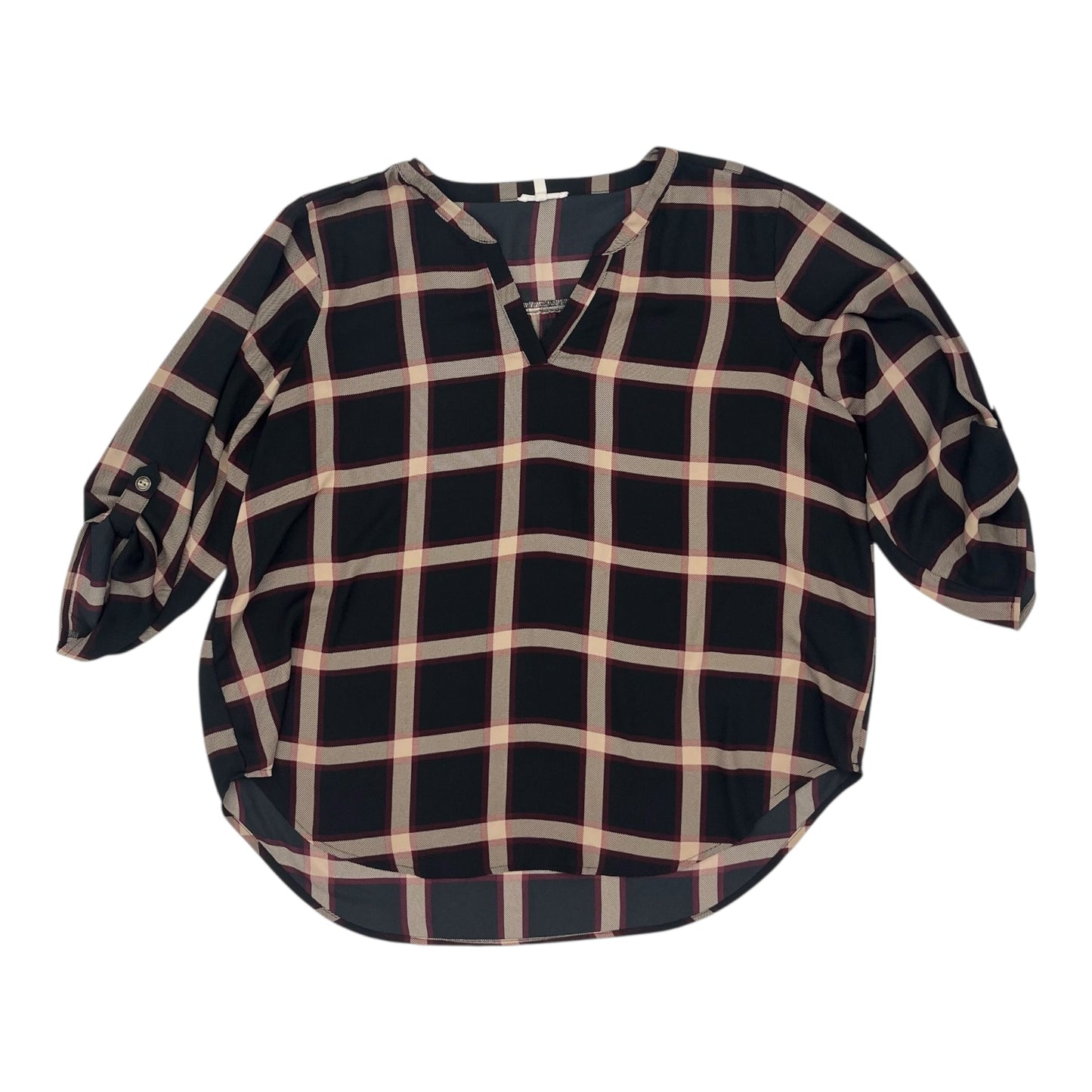 Blouse 3/4 Sleeve By Maurices In Black & Purple, Size:Xxl