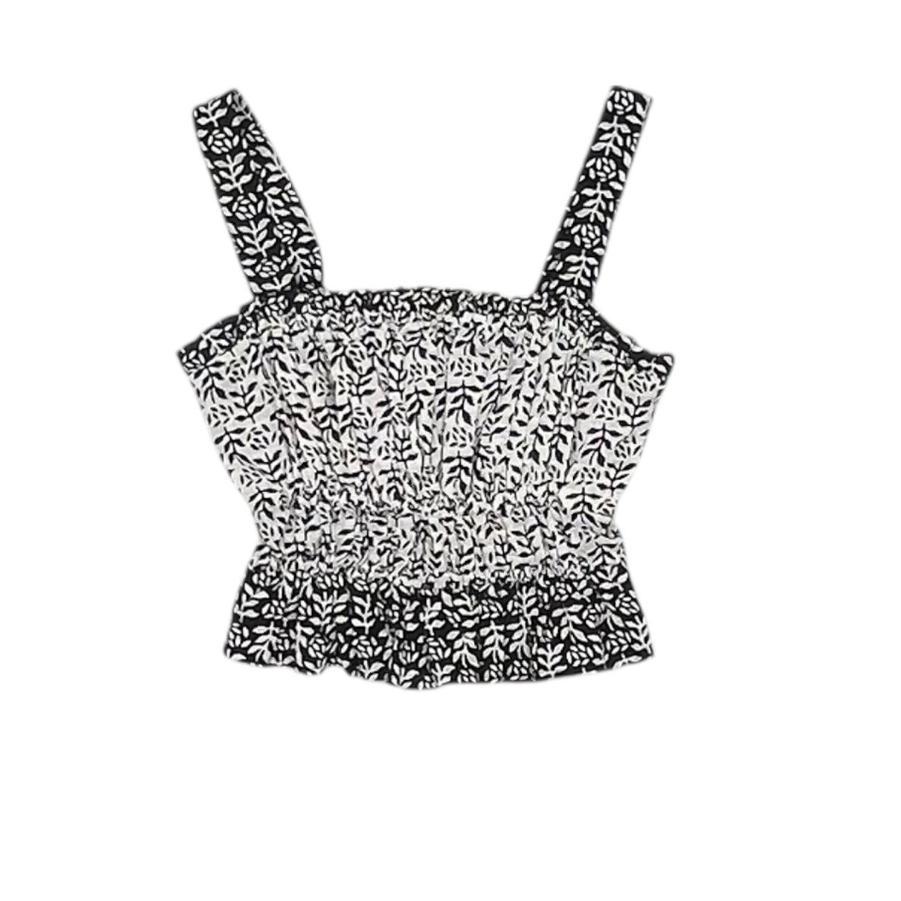 Blouse Ss By Loft In Black & White, Size:Xxs
