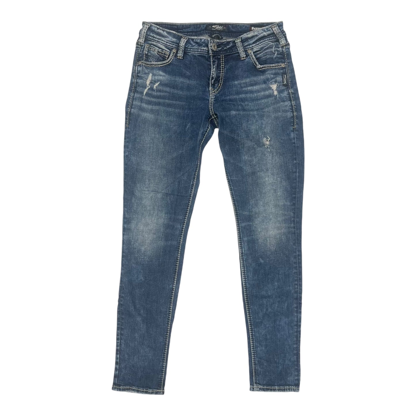 Jeans Skinny By Silver In Blue Denim, Size:8