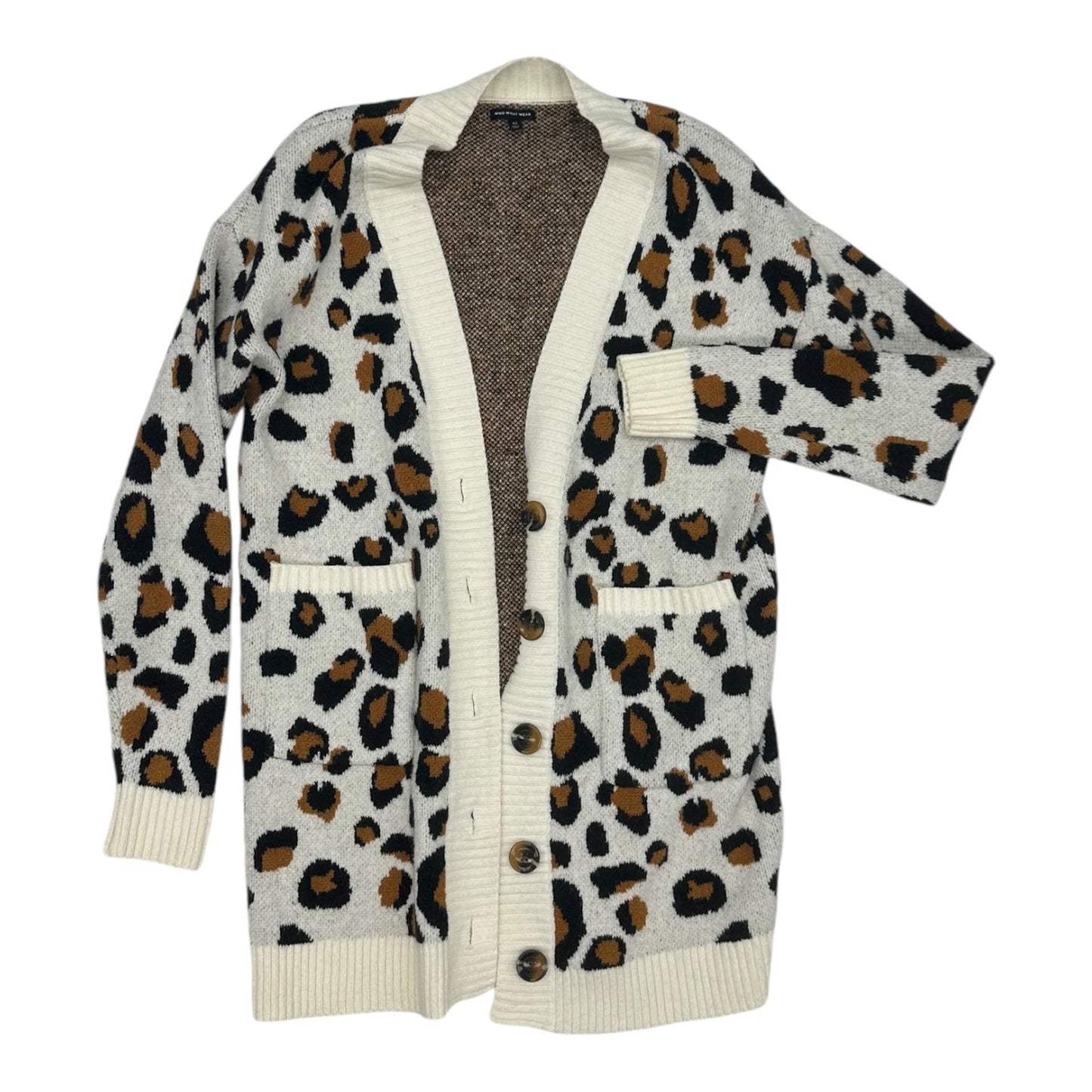 Sweater Cardigan By Who What Wear In Leopard Print, Size:M