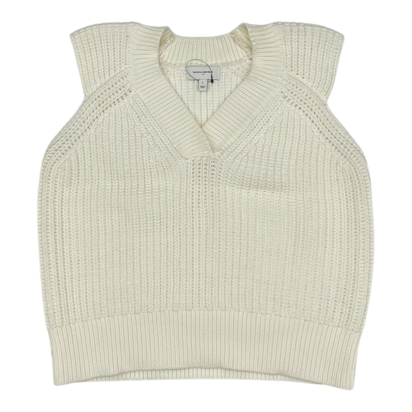 Vest Sweater By Banana Republic In Cream, Size:L