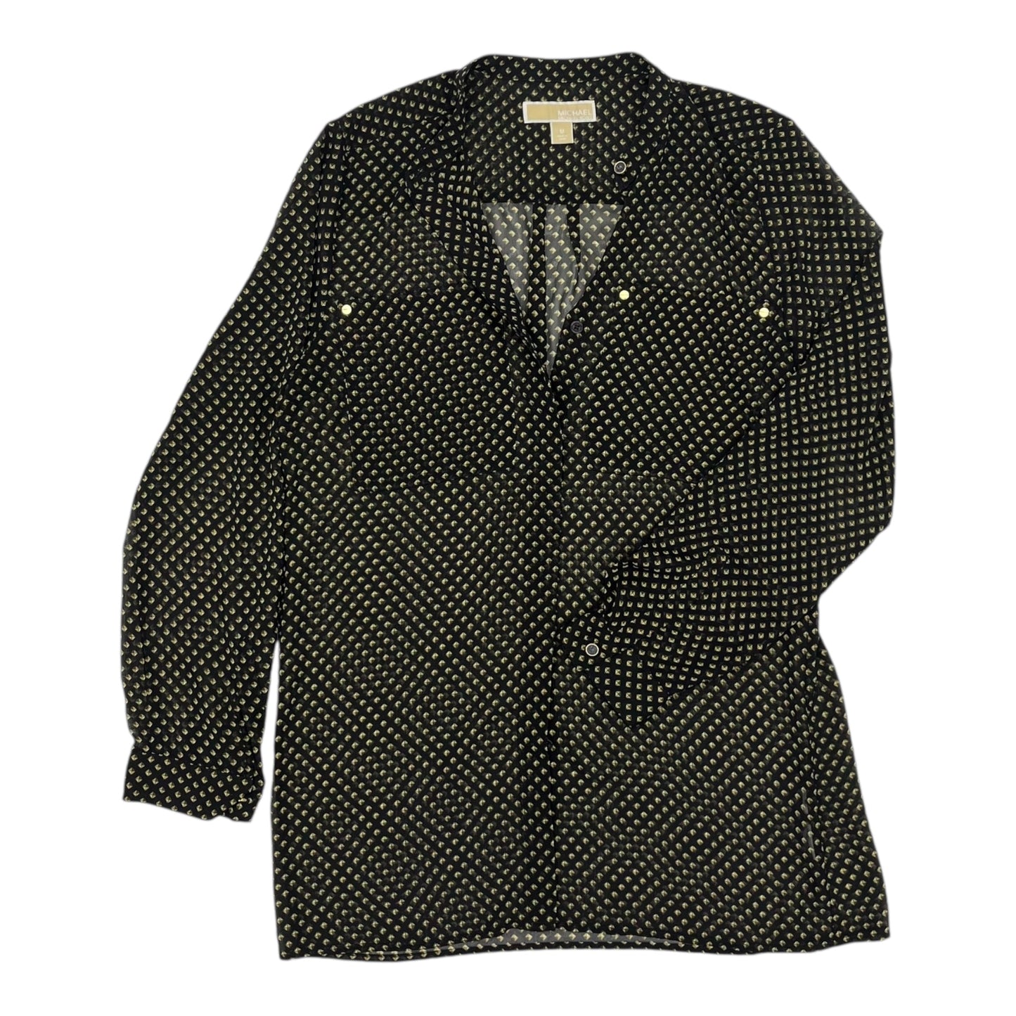 Top LS Designer By Michael Kors In Black, Size:M