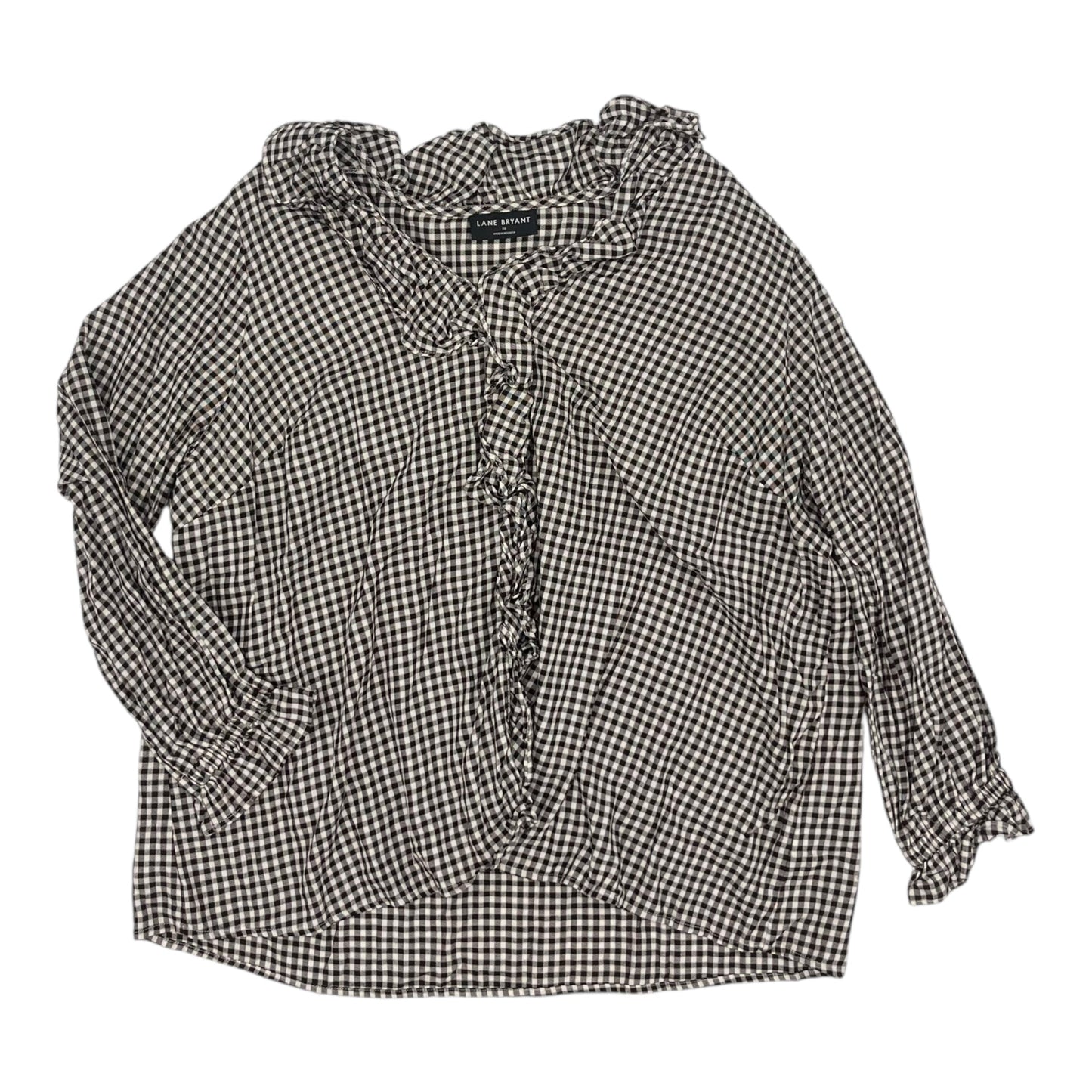 Blouse Ls By Lane Bryant In Black & Cream, Size:2X