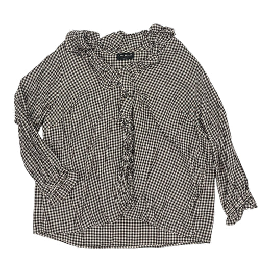 Blouse Ls By Lane Bryant In Black & Cream, Size:2X