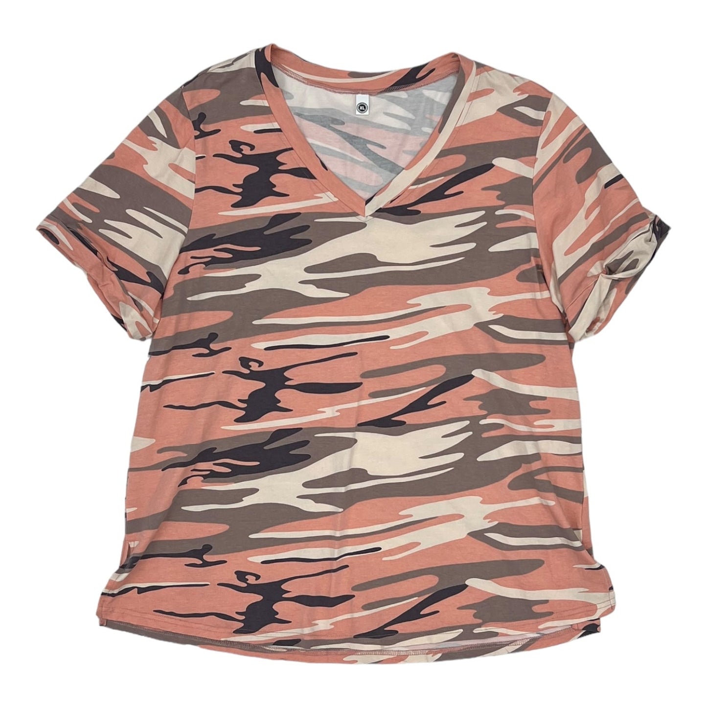 CAMOUFLAGE PRINT TOP SS by CLOTHES MENTOR Size:XL