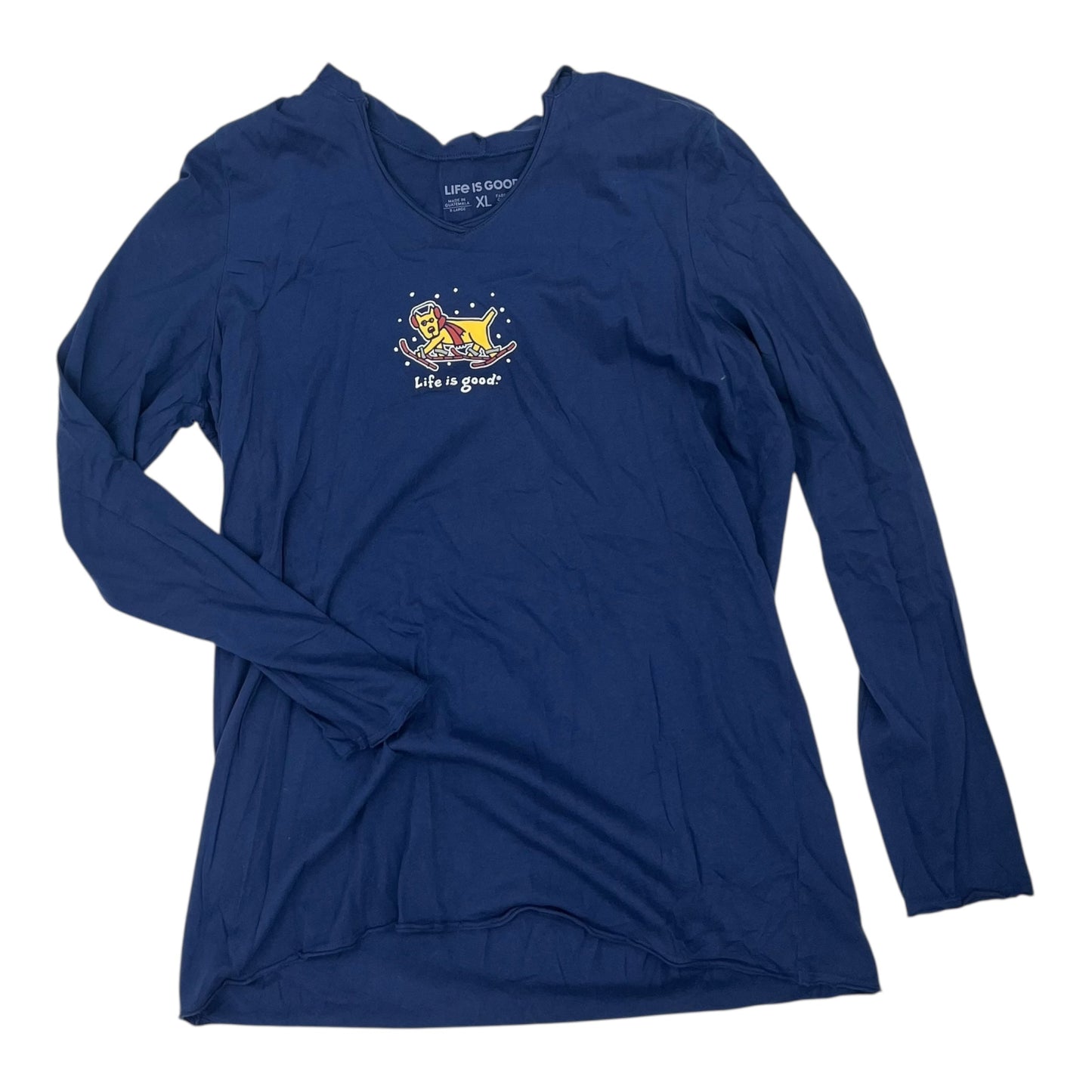 TOP LS BASIC by LIFE IS GOOD in BLUE, Size:XL