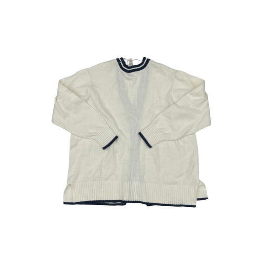 Sweater Cardigan By St Johns Bay In Blue & Cream, Size:1X