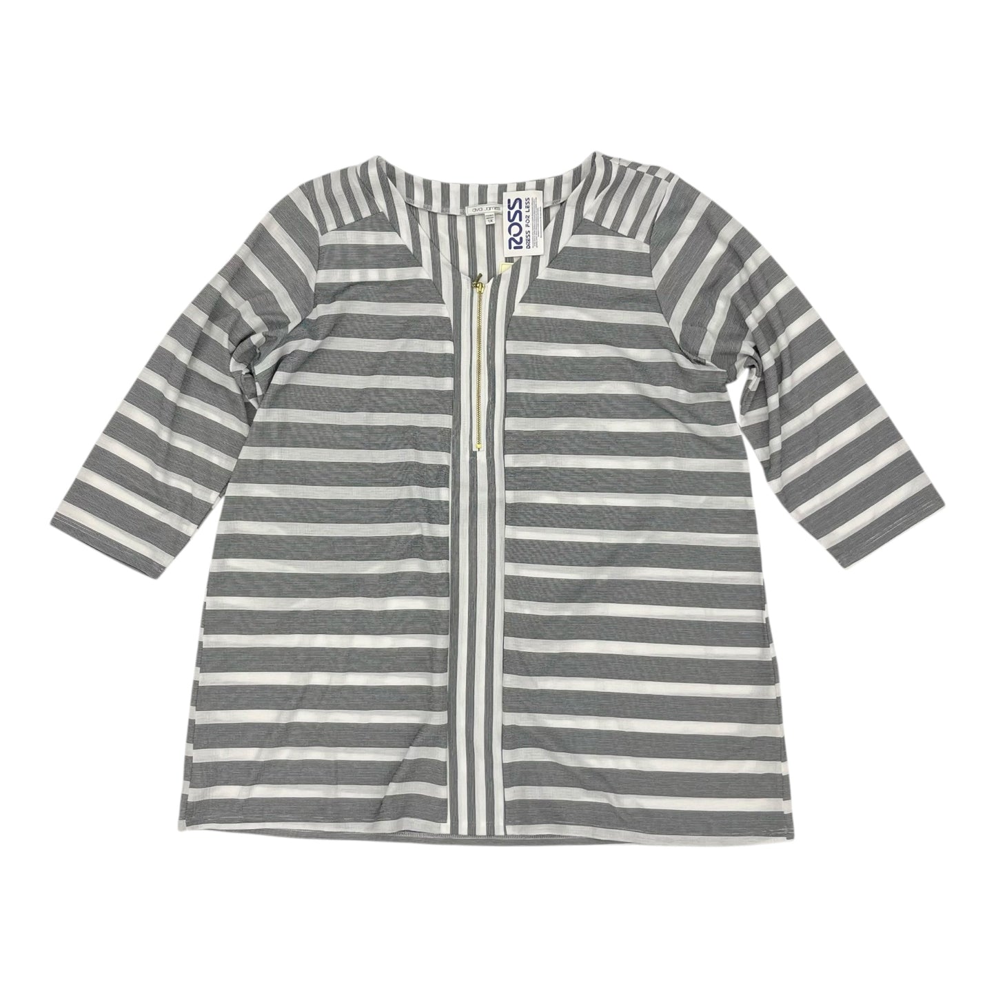 Blouse 3/4 Sleeve By Ava James In Black & White, Size:1X