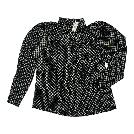 Blouse Ls By Express In Black & Cream, Size:M