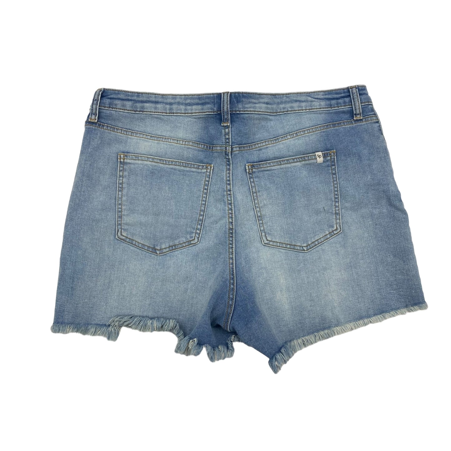 BLUE DENIM SNEAK PEEK SHORTS, Size 2X