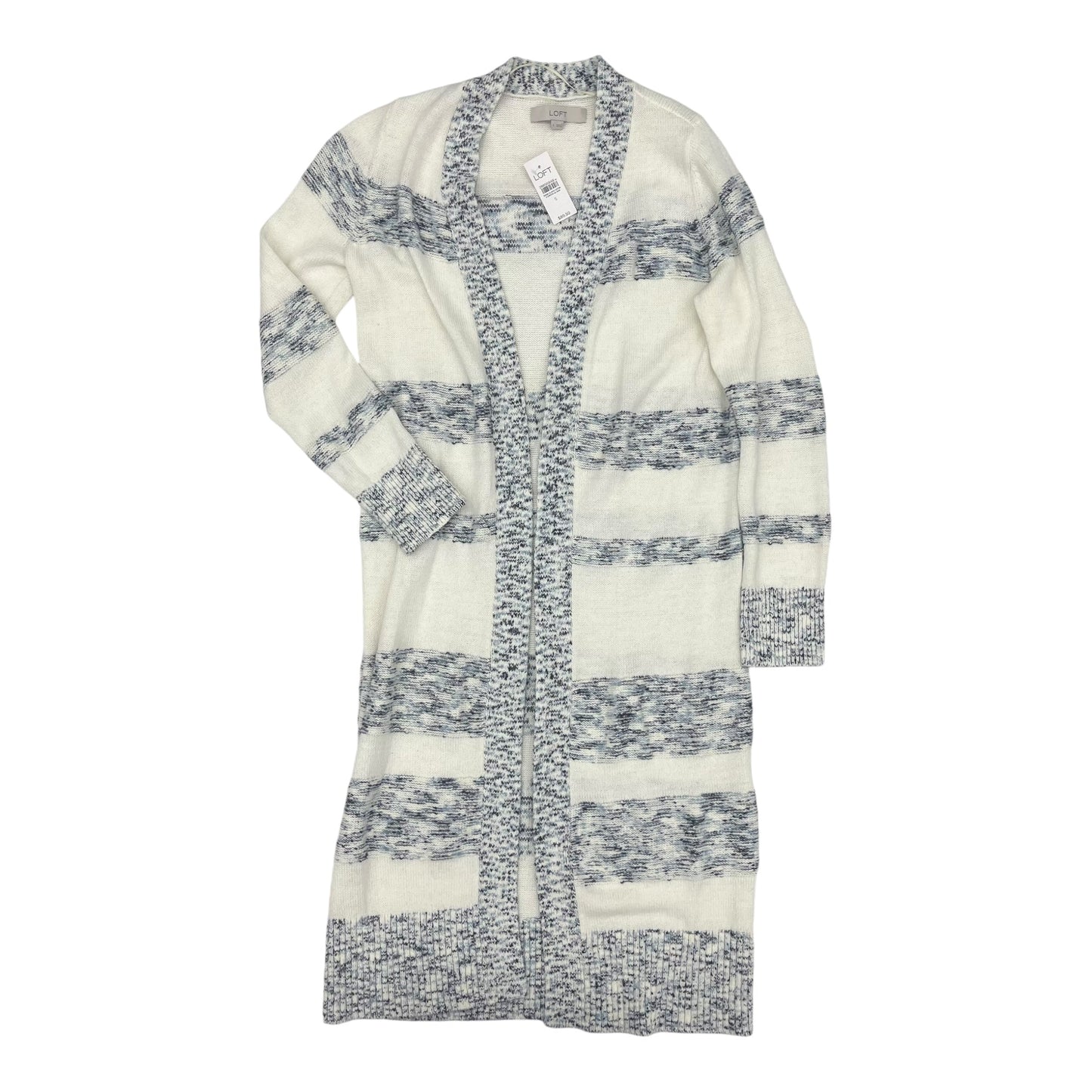 Sweater Cardigan By Loft In Blue & White, Size:S