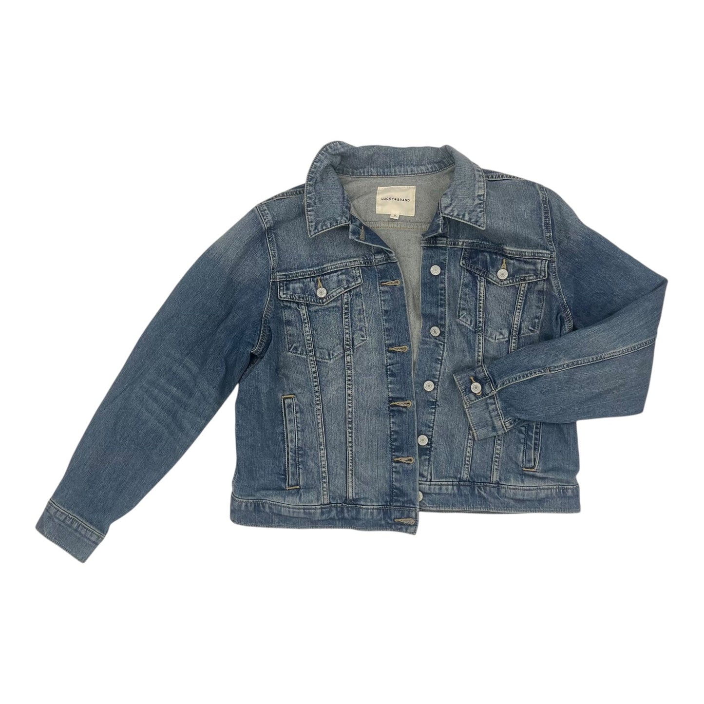 Jacket Denim By Lucky Brand In Blue Denim, Size:Xl