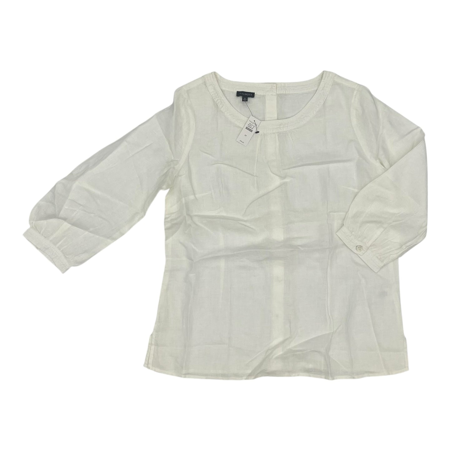 Blouse 3/4 Sleeve By Talbots In Cream, Size:M