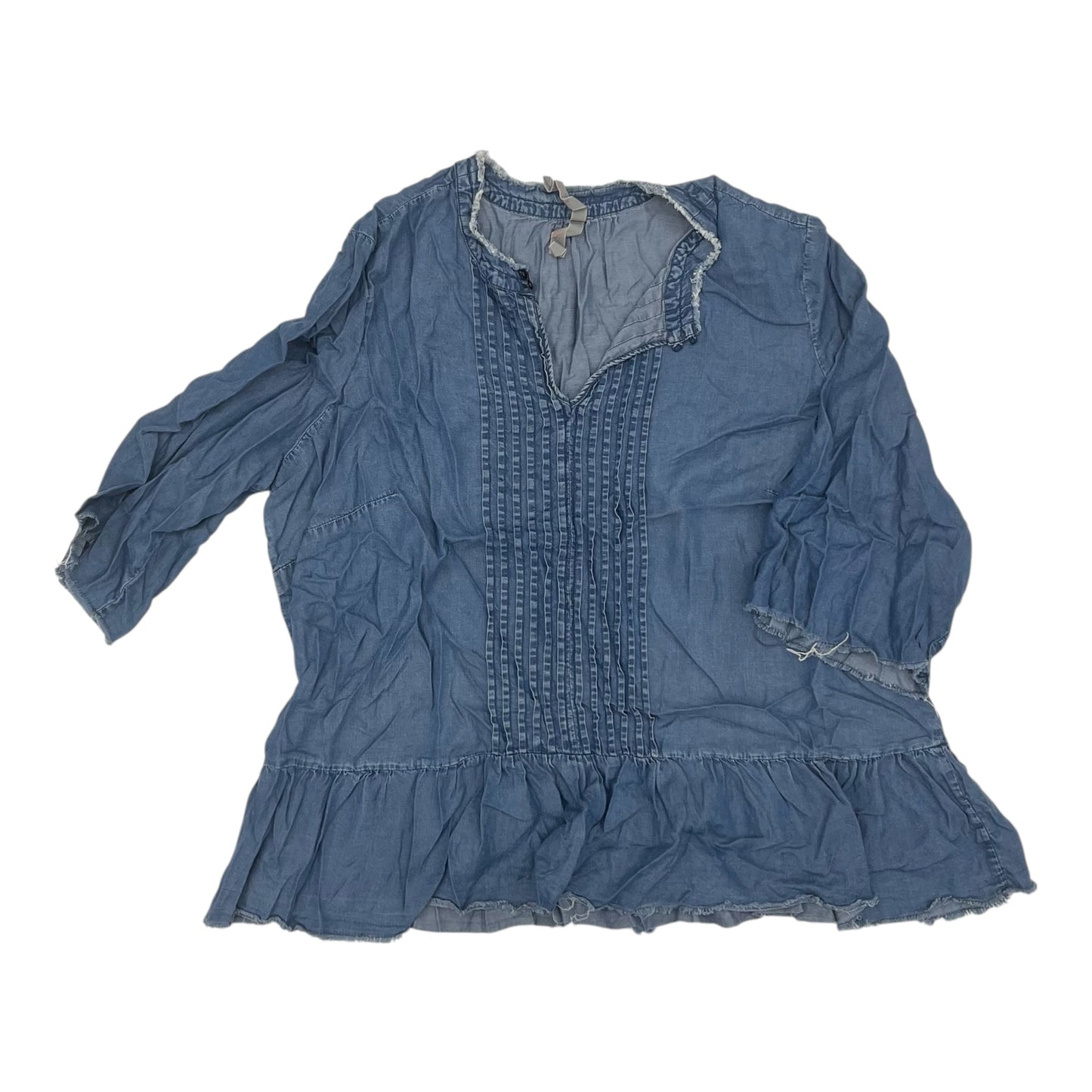 Top 3/4 Sleeve By Melissa Mccarthy In Blue Denim, Size:1X