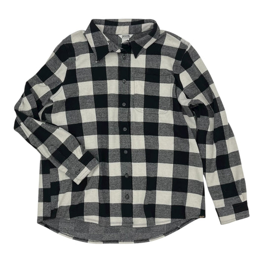 Jacket Shirt By Duluth Trading In Black & Cream, Size:L